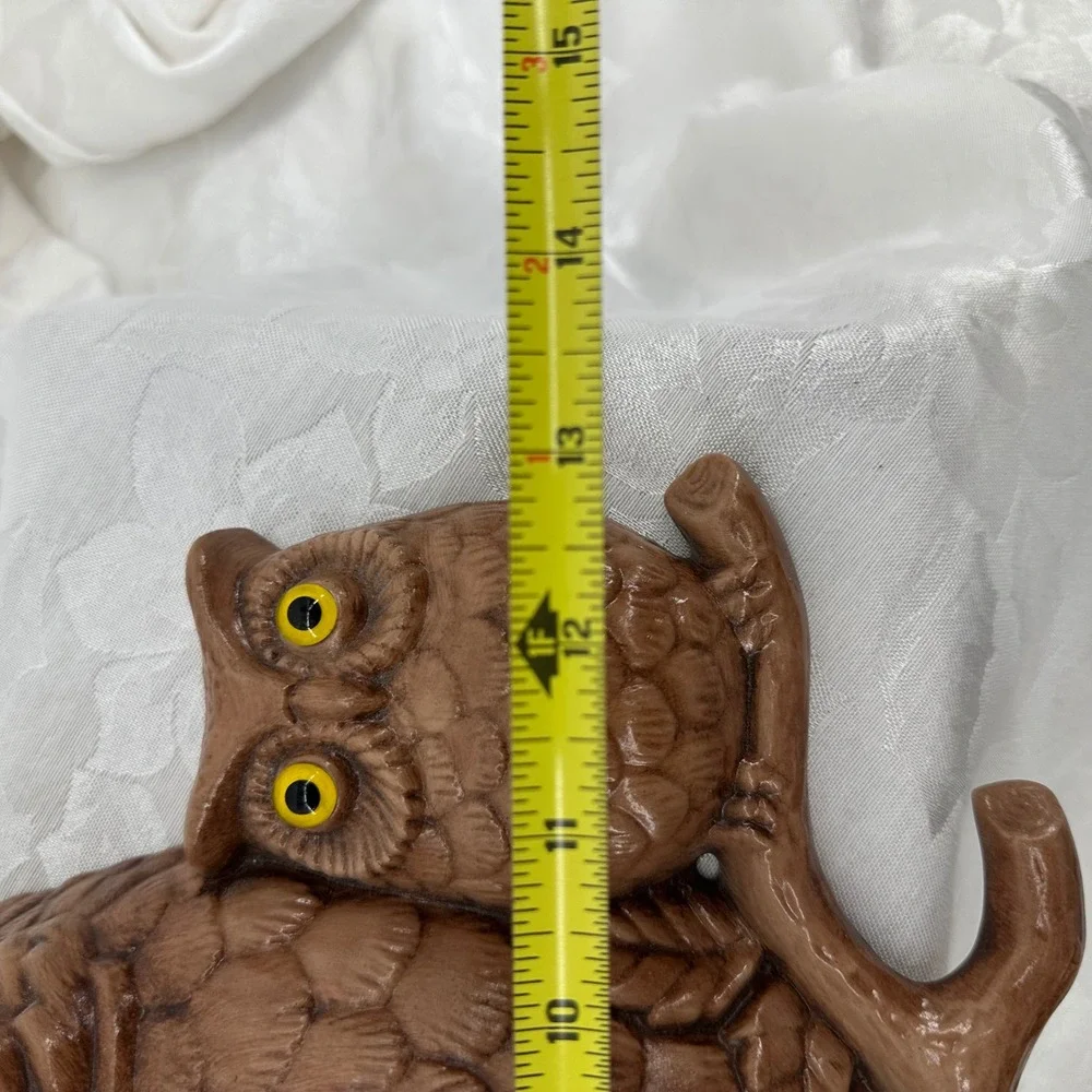 Vintage Ceramic Owl Family Wall Clock Exc Rustic Woodland Decor Retro MCM Kitsch